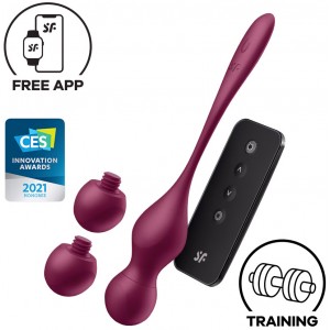 Вагинальные смарт-шарики с вибрацией и сменными утяжелителями Satisfyer Love Birds Vary бордовый Вагинальные смарт-шарики с вибрацией и сменными утяжелителями Satisfyer Love Birds Vary бордовый (иной угол)