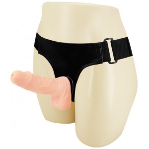 Страпон с мошонкой на трусиках телесный  (иной угол)