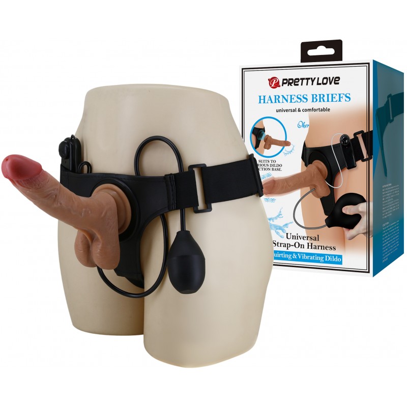Вибрострапон на трусиках Pretty Love Harness Briefs Oher с имитацией семяизвержения 20 см
