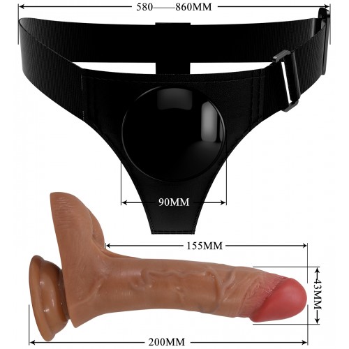 Вибрострапон на трусиках Pretty Love Harness Briefs Oher с имитацией семяизвержения 20 см