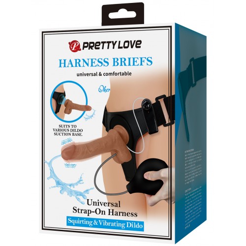 Вибрострапон на трусиках Pretty Love Harness Briefs Oher с имитацией семяизвержения 20 см