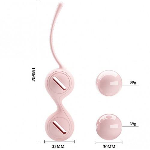 Вагинальные шарики со смещённым центром тяжести Pretty Love Kegel Tighten Up I, нежно-розовые