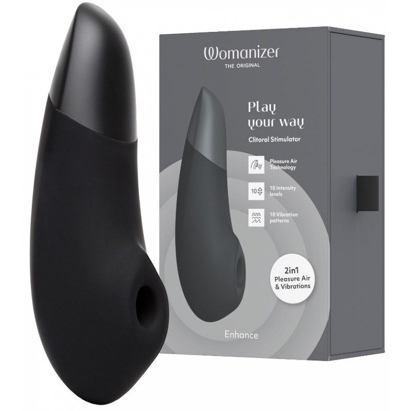 Бесконтактный вакуумно-волновой стимулятор клитора с вибрацией Womanizer Enhance черный