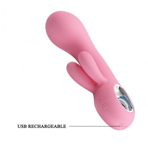 Перезаряжаемый вибратор Pretty Love Chris розовый с клиторальной стимуляцией
