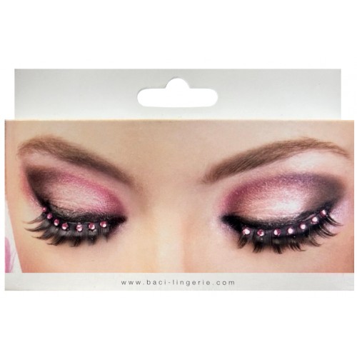 Черные ресницы с ярко-розовыми стразами Baci