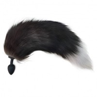 Силиконовая анальная пробка с серо-белым хвостиком Furry Fox