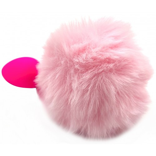 Силиконовая анальная пробка со светло-розовым хвостом