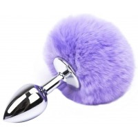 Анальная пробка из металла с сиреневым хвостиком кролика