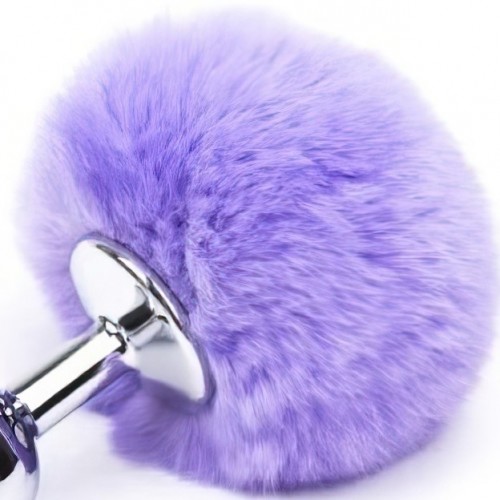 Анальная пробка из металла с сиреневым хвостиком кролика