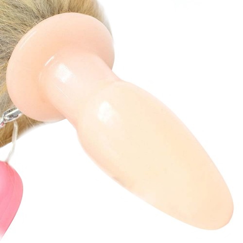 Анальная пробка с вибрацией и длинным бурым хвостиком 75 см