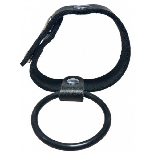 Утяжка на пенис кожаная с черным кольцом