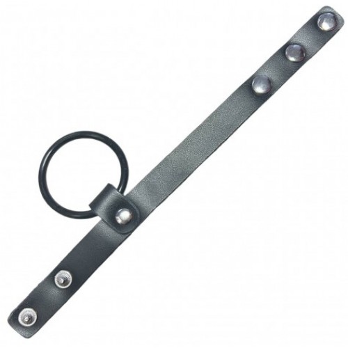 Утяжка на пенис кожаная с черным кольцом