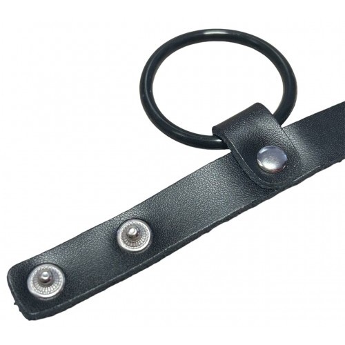 Утяжка на пенис кожаная с черным кольцом