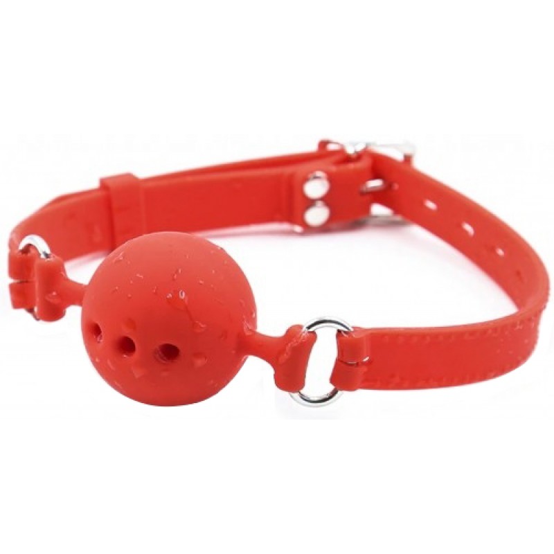 Силиконовый дышащий кляп-шар red L