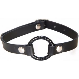 Кляп с кольцом черного цвета Lux Fetish (иной угол)