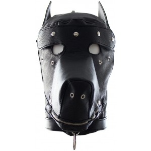 Маска-шлем собаки на шнуровке черная (иной угол)