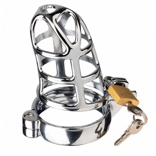 Мужской пояс верности серебристый диаметр запорного кольца 4,5 см