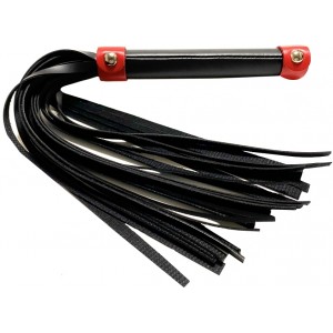 Черно-красная плеть из матовой экокожи с заклепками на рукояти 42 см (иной угол)