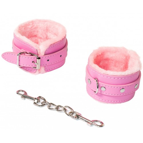 Розовые наручники с металлической цепью Party Hard Calm Pink