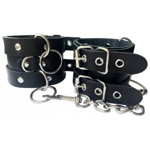 Широкие черные наручники с двойным фиксатором