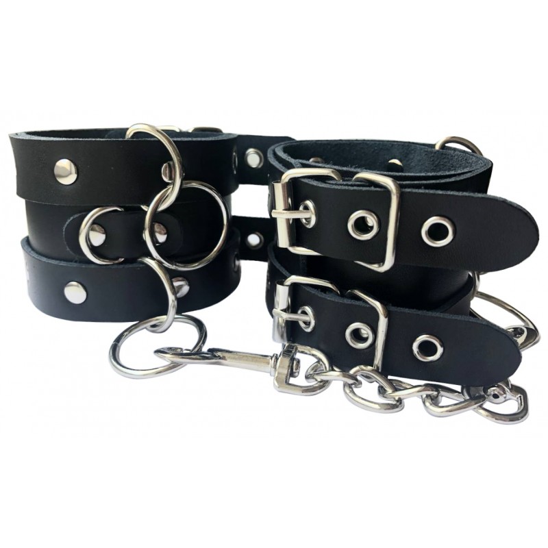 Широкие черные наручники с двойным фиксатором