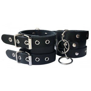 Широкие черные наручники с двойным фиксатором (иной угол)