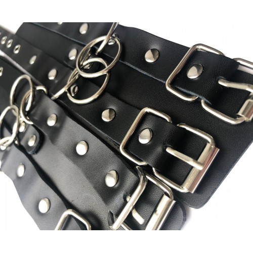 Широкие черные наручники с двойным фиксатором