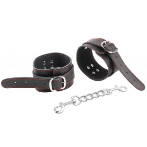 Черные поножи из натуральной кожи (иной угол)