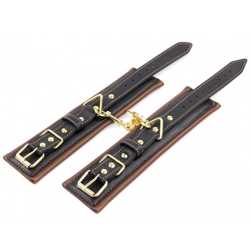 БДСМ наручники черные из натуральной кожи