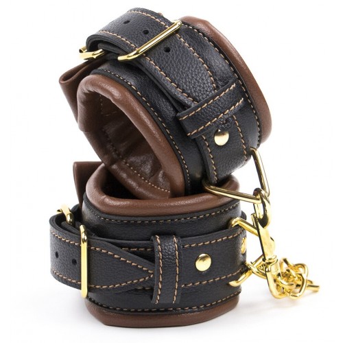 БДСМ наручники черные из натуральной кожи