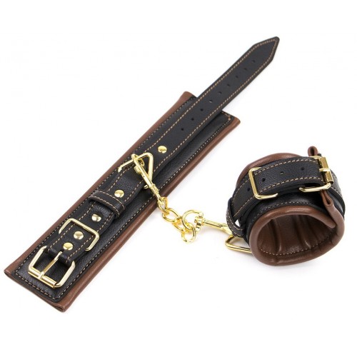 БДСМ наручники черные из натуральной кожи