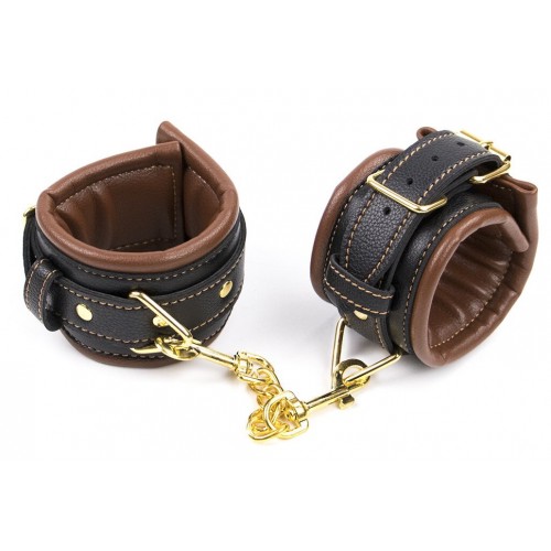 БДСМ наручники черные из натуральной кожи