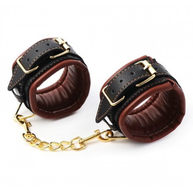 БДСМ наручники черные из натуральной кожи