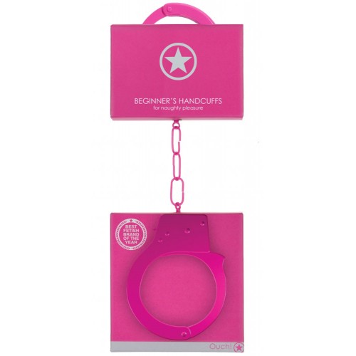 Розовые металлические наручники Ouch Beginners Handcuffs