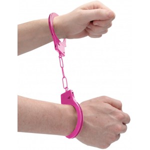 Розовые металлические наручники Ouch Beginners Handcuffs (иной угол)