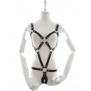 Потрясающая черная сбруя на ремешках (иной угол)