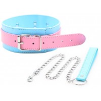 Ошейник розово-голубой на цепочке