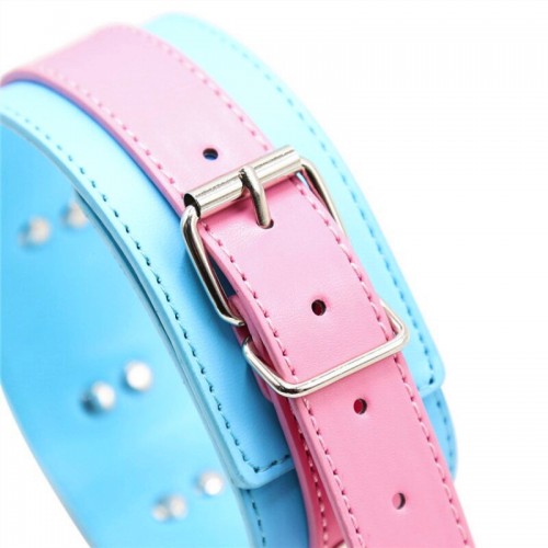 Ошейник розово-голубой на цепочке