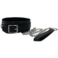 Черный ошейник с кольцом на поводке