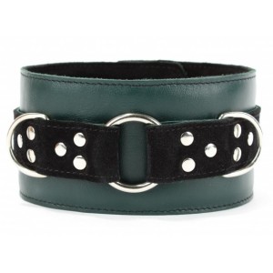 Ошейник из натуральной кожи изумруд (иной угол)