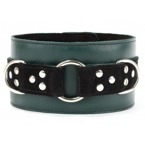 Ошейник из натуральной кожи изумруд