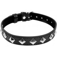 Классический черный ошейник с металлическими ромбами Notabu