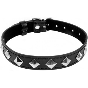 Классический черный ошейник с металлическими ромбами Notabu