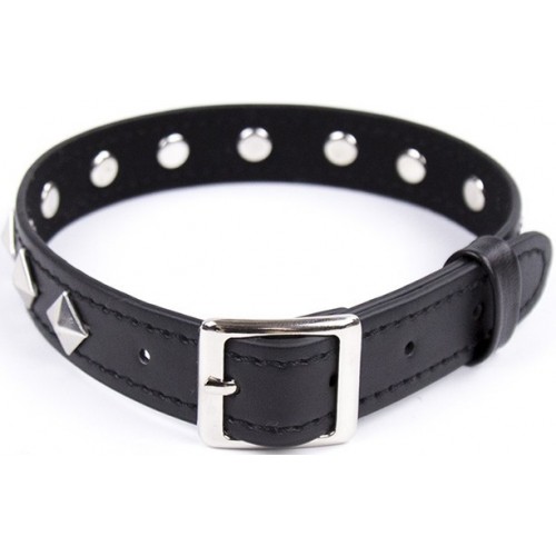 Классический черный ошейник с металлическими ромбами Notabu