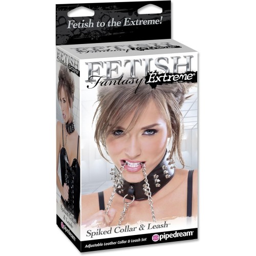 Ошейник с шипами и металлическим поводком-цепочкой Extreme Spiked Collar With Leash