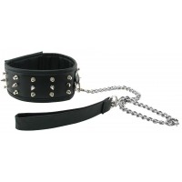 Ошейник с шипами и металлическим поводком-цепочкой Extreme Spiked Collar With Leash