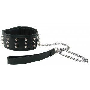 Ошейник с шипами и металлическим поводком-цепочкой Extreme Spiked Collar With Leash