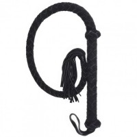 Черный кнут из натуральной замши 108 см