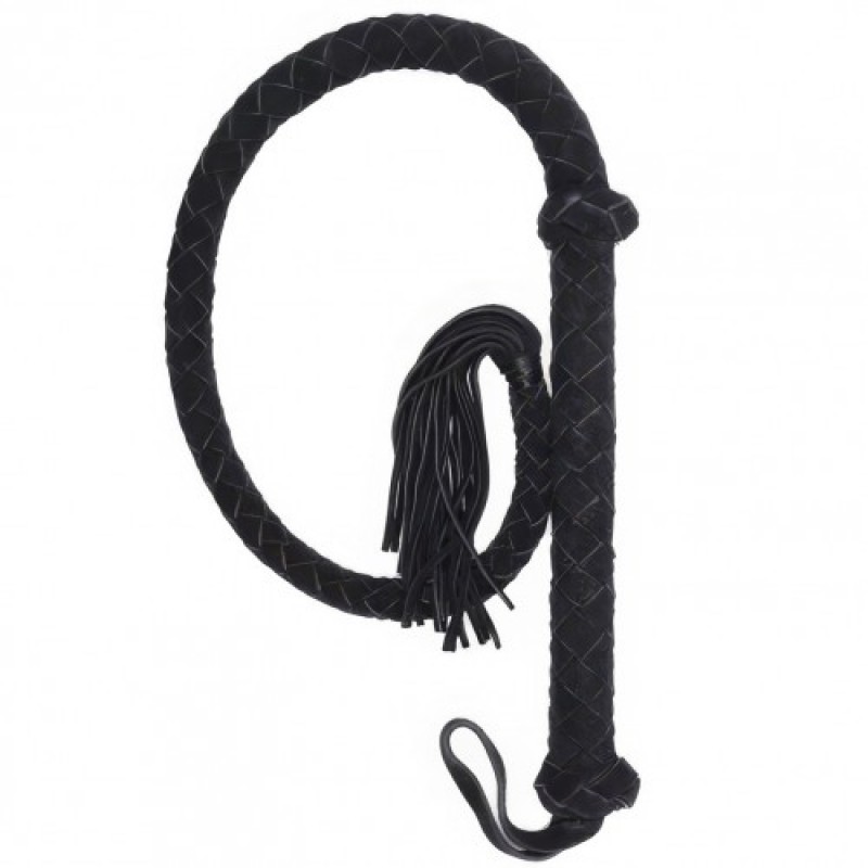 Черный кнут из натуральной замши 108 см