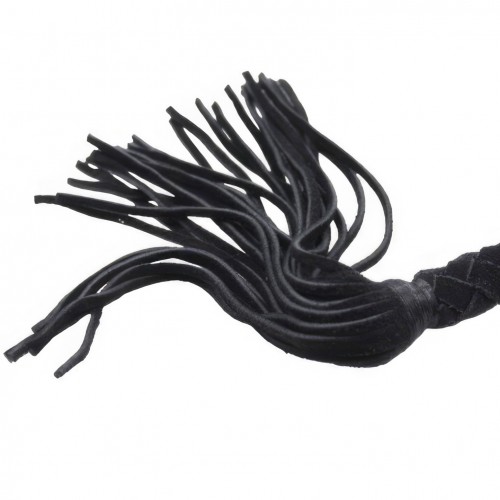 Черный кнут из натуральной замши 108 см